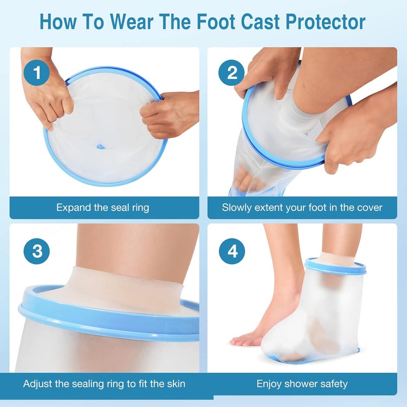Qinaoco Waterproof Foot Cast Covers for Shower Adult, Shower Boot Foot Protector with Non-Slip Bottom, Adult Cast Protector for Shower Ankle Foot After Surgery - Image 4